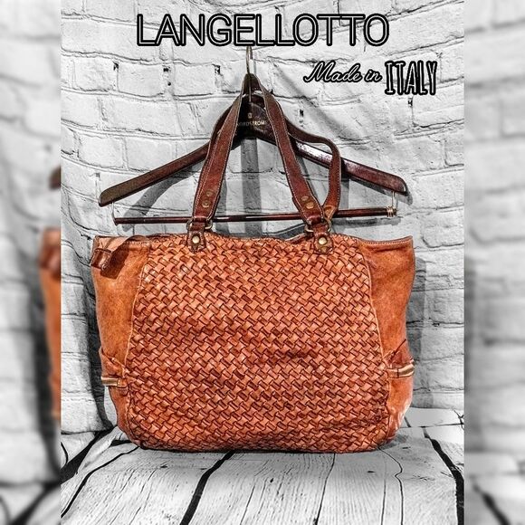 Langellotti Italian weave boho Leather vintage style shoulder Bag